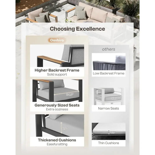 Gray 4-Piece Outdoor Patio Furniture Set with Cushions, Ideal for Balcony, Deck & Poolside