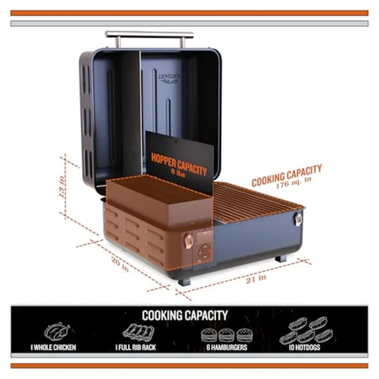 Portable Wood Pellet Grill & Smoker with Digital Controller & Cast-Iron Grate