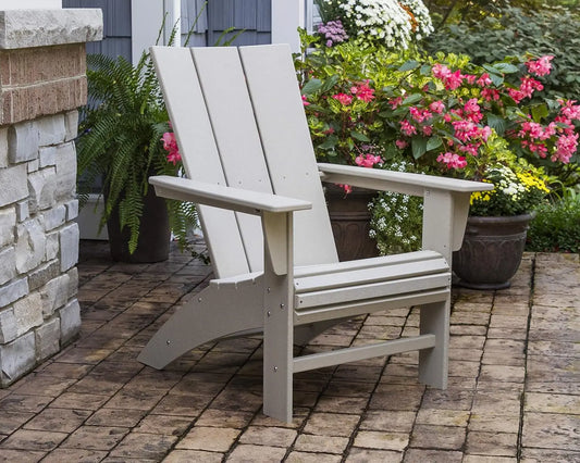 Modern Curveback Adirondack Chair, HDPE Outdoor Patio Furniture, All-Weather Fade-Resistant Deck, Garden & Fire Pit Chair