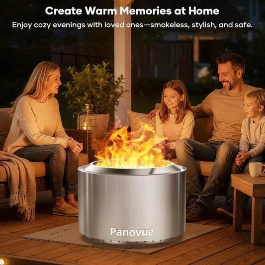 22 Inch Smokeless Fire Pit, Stainless Steel Wood Burning Outdoor Firepit for Outside Patio, Backyard, Camping and Outdoor Gather
