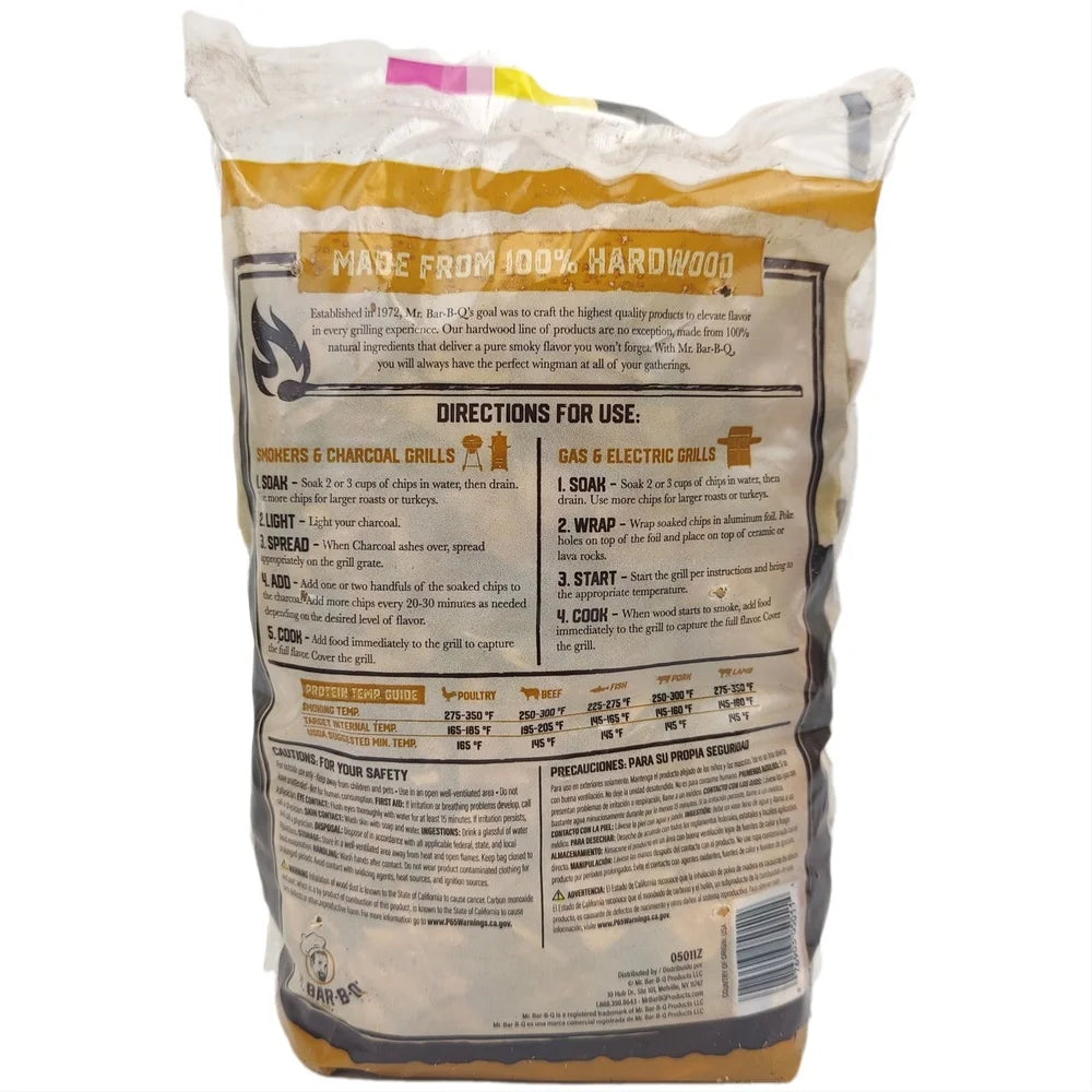 100% Authentic Hickory Wood Chips- Smoking- BBQ Grilling- Meat- Poultry- Fish- Vegetables 1.6lb Bag