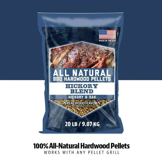 100% All-Natural Hardwood Hickory Blend BBQ Grilling Pellets, 20 Pound Bag
