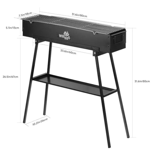 Portable Charcoal Hibachi Grill – Commercial Quality Lamb Skewer Grill for Camping & Backyard Cooking