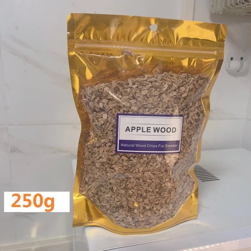 BBQ Smoked Sawdust Wood Chips-125-500g- Apple- Cherry Oak- Hickory-Alder Beech Smoking Fruit Wood Pieces for Smoker Fumigation Box