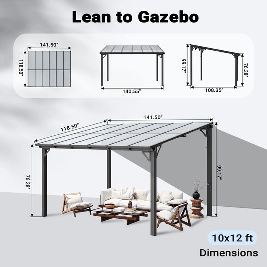 POLAR AURORA 10' x 12' Hardtop Gazebo with Aluminum Frame & Galvanized Steel Roof, All-Weather Design