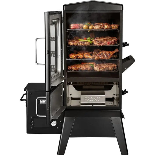 Wood Pellet Smoker with Rainproof Cover – BBQ Grill with Meat Probe and LED Digital Temperature Control