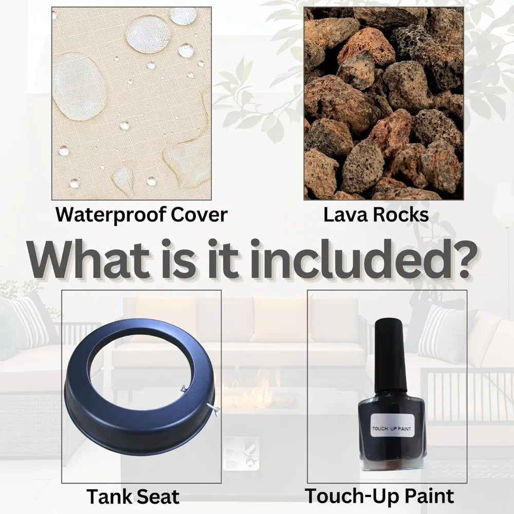 35-Inch Outdoor Propane Fire Pit Table, Square Dark Grey with 50,000 BTU Heat Output, Smokeless Design, Free Lava Rock