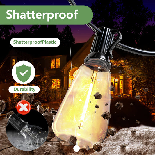100 ft Solar Outdoor String Lights – IP65 Waterproof with Shatterproof E12 Bulbs, Remote & Timer