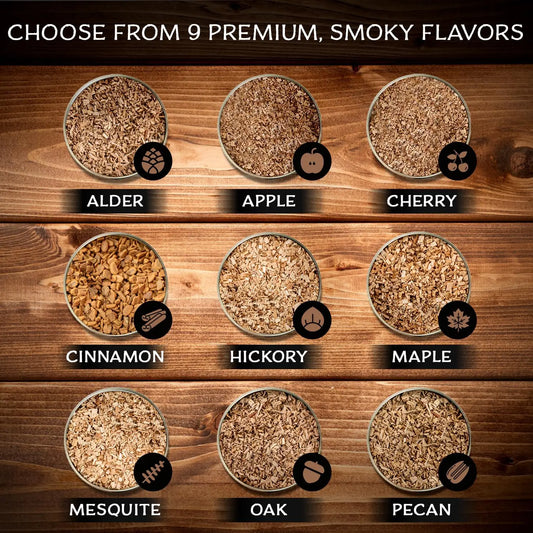 BBQ Smoked Sawdust Wood Chips-125-500g- Apple- Cherry Oak- Hickory-Alder Beech Smoking Fruit Wood Pieces for Smoker Fumigation Box