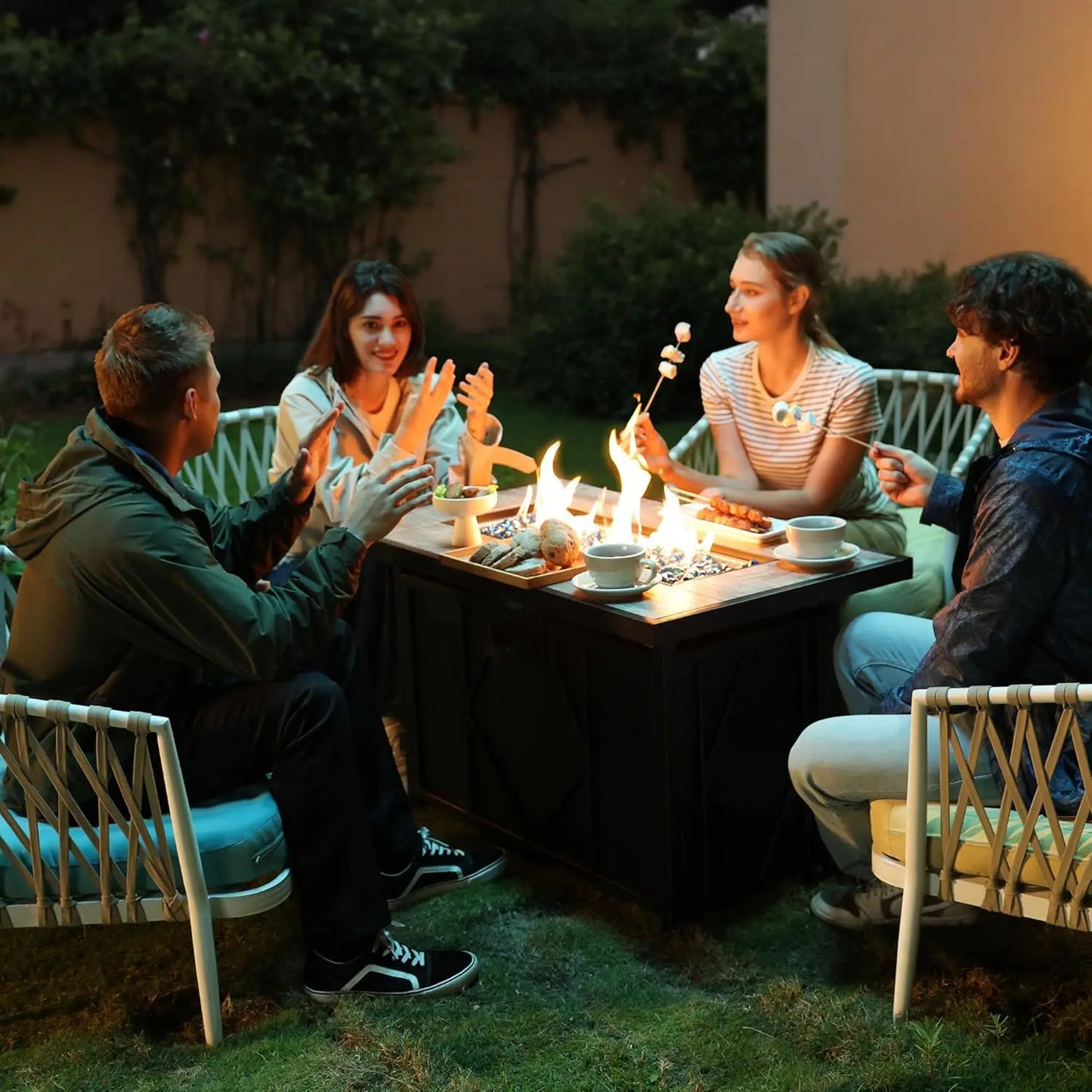 42 Inch Propane Fire Pit Table Outdoor Patio Heater with Ceramic Top & Steel Frame