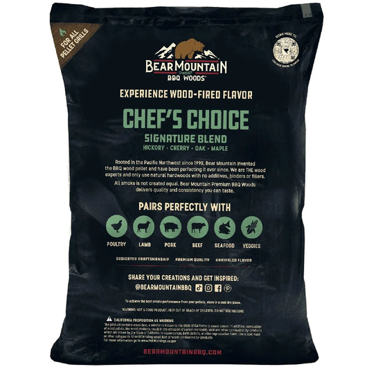 Chef Choice BBQ Wood Pellets- Signature Blend 20lb All-Natural Hickory Cherry Oak Maple Hardwood Premium Grilling Smoking Flavor