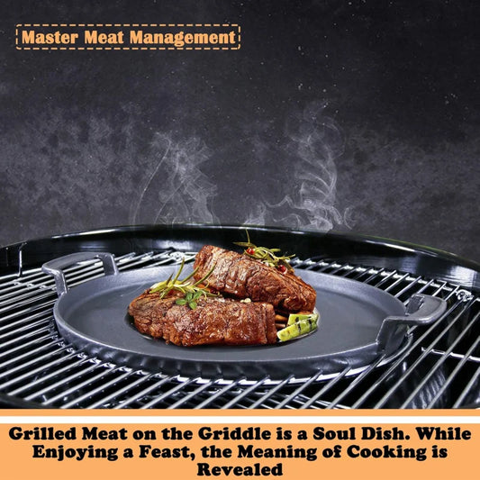 Gourmet BBQ System Cast Iron Griddle Pan for 22.5" Weber Kettle Charcoal Grill & Smokers