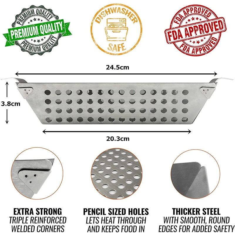 Stainless Steel Grill Basket for Vegetables – Large BBQ Grilling Basket for Charcoal & Gas Grills