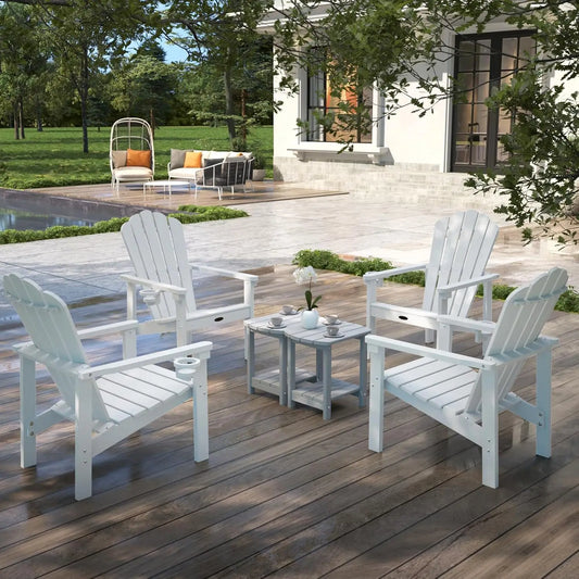 Set of 4 Stackable Adirondack Chairs – HDPE All-Weather Outdoor Chairs, Durable & Space-Saving