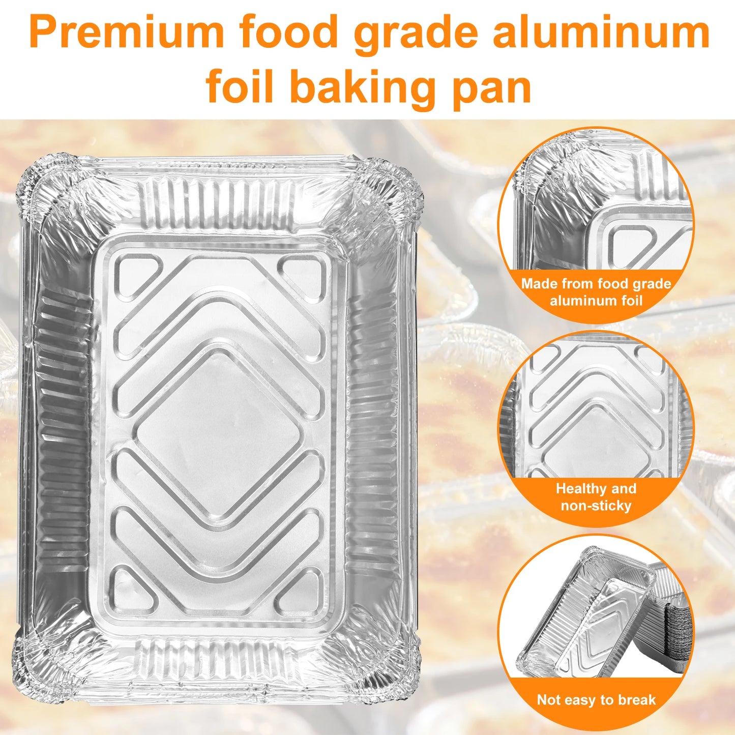 50-Pack Aluminum Foil Trays (1100ml) – Non-Stick Food Grade Baking Pans for Cooking, Storage & Meal Prep