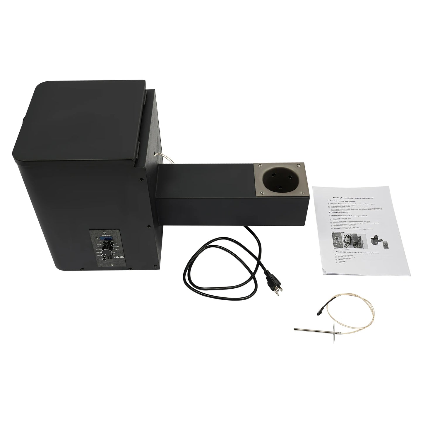 Pellet Smoker Hopper Assembly Kit – 180–450°F Precision Temperature Control with Dual-Function Wind System.