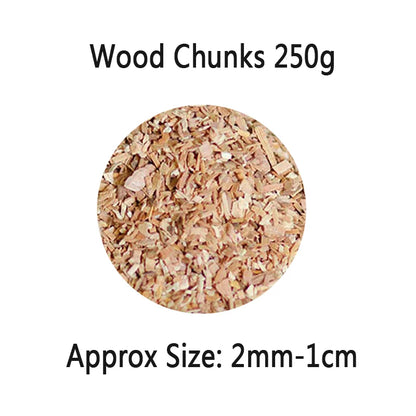 BBQ Smoked Sawdust Wood Chips-125-500g- Apple- Cherry Oak- Hickory-Alder Beech Smoking Fruit Wood Pieces for Smoker Fumigation Box