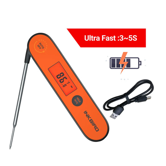 Digital BBQ Thermometer IHT-1P – Waterproof Rechargeable Meat Thermometer with Backlight & Calibration