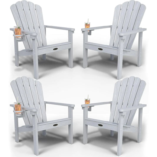 Set of 4 Stackable Adirondack Chairs – HDPE All-Weather Outdoor Chairs, Durable & Space-Saving