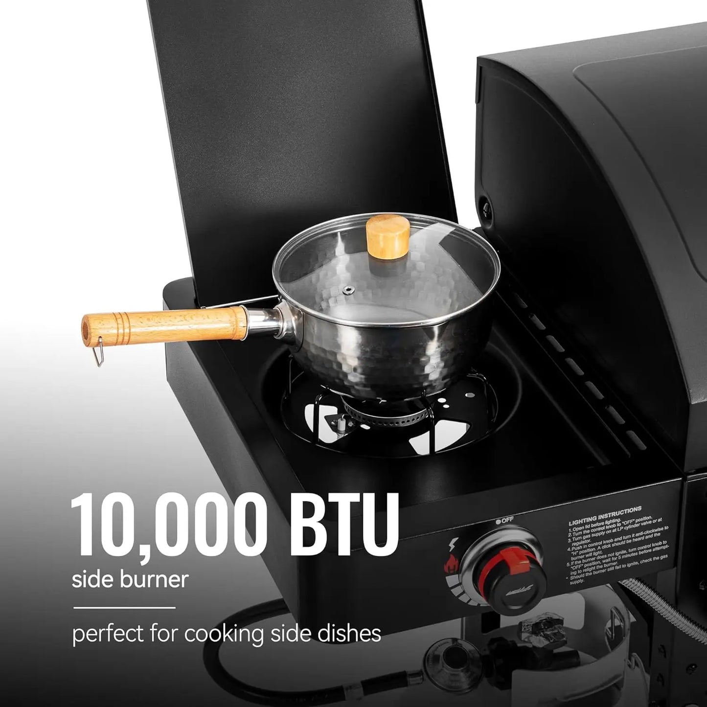 2-Burner Gas & Charcoal Grill Combo with Offset Smoker and Side Burner, 34,000 BTU, 1020 Sq. In. Cooking Area