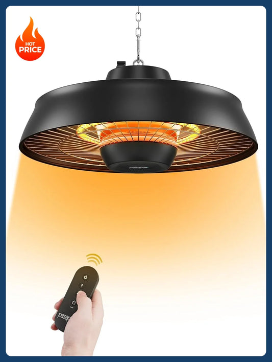 Limited Time Offer! 1500W Outdoor Hanging Heater 3S Fast Heating with Remote Adjustable Height Waterproof