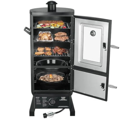 Heavy-Duty Vertical Propane Smoker with Cover & 3 Removable Racks