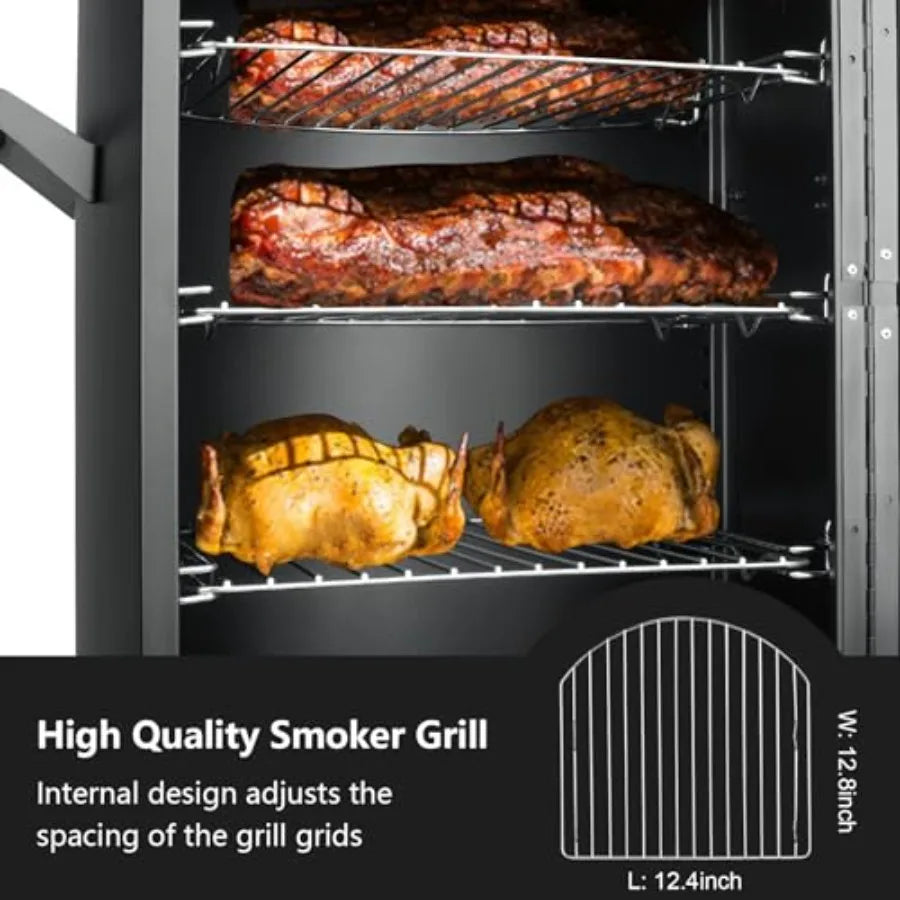 Heavy-Duty Vertical Propane Smoker with Cover & 3 Removable Racks