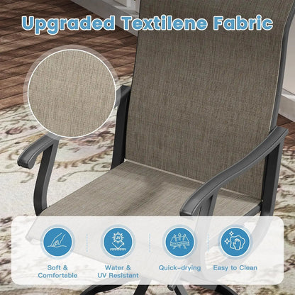 5-Piece Outdoor Dining Set with Textilene Swivel Chairs & 40.6" Round Metal Table