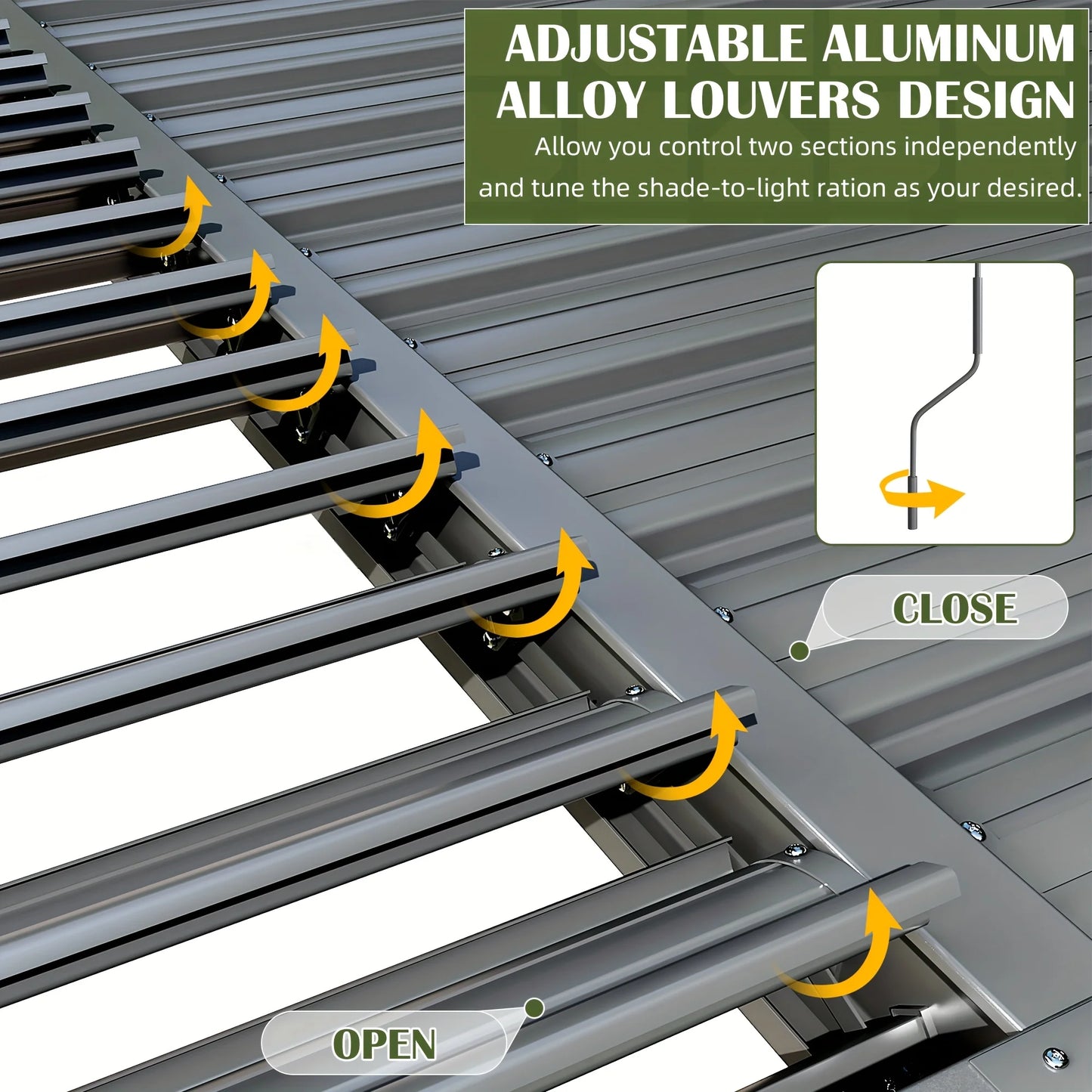 VIWAT Louvered Aluminum Pergola with Waterproof Roof, All-Weather Rust-Resistant Design (10' x 12' / 12' x 20')