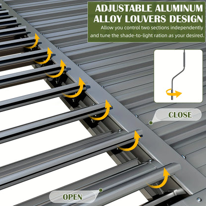 VIWAT Louvered Aluminum Pergola with Waterproof Roof, All-Weather Rust-Resistant Design (10' x 12' / 12' x 20')