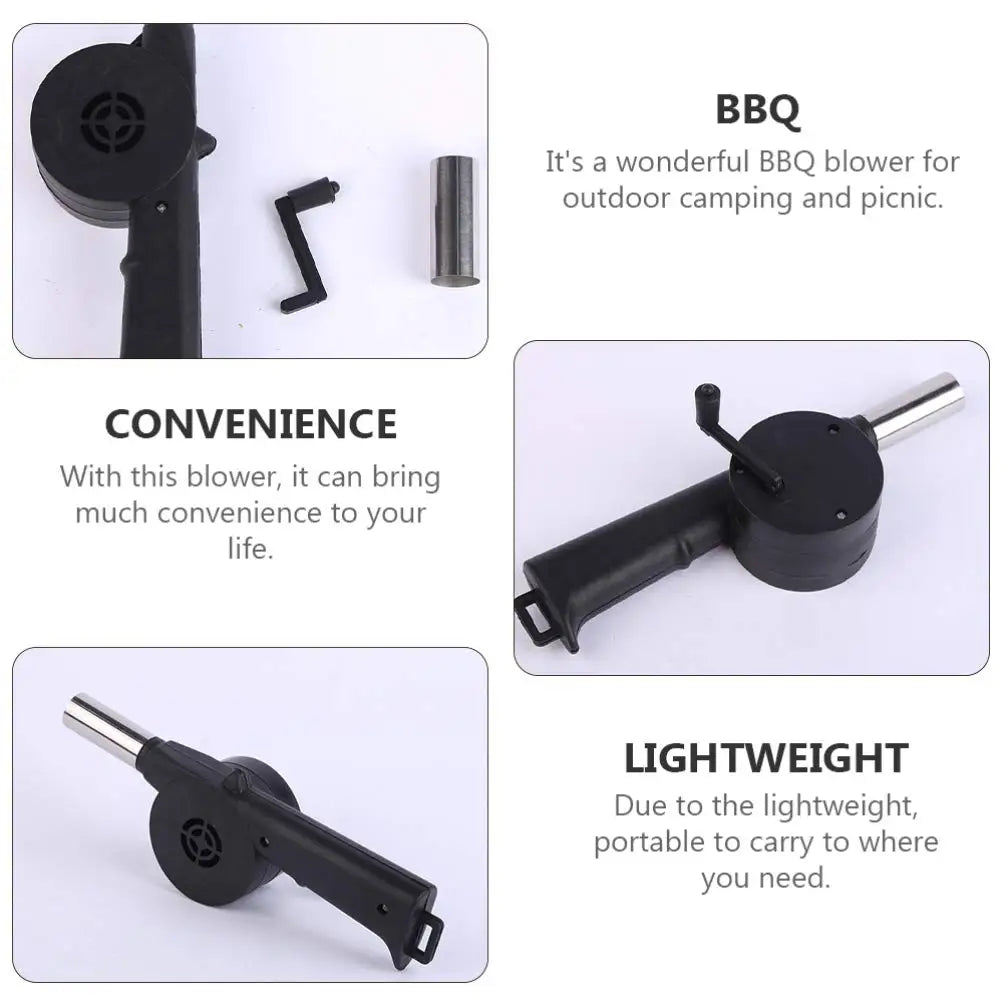Hand-Crank BBQ Air Blower – Mini Portable Fire Bellows Fan for Grill, Camping & Outdoor Cooking