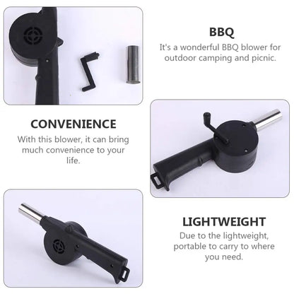 Hand-Crank BBQ Air Blower – Mini Portable Fire Bellows Fan for Grill, Camping & Outdoor Cooking