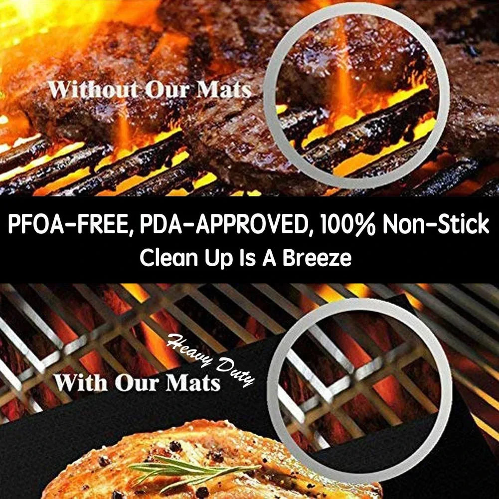 Non-Stick BBQ Grill Mat – Reusable Heat Resistant Baking & Grilling Mat (40×33cm)