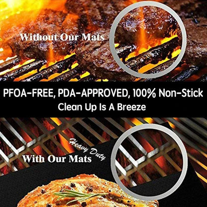Non-Stick BBQ Grill Mat – Reusable Heat Resistant Baking & Grilling Mat (40×33cm)