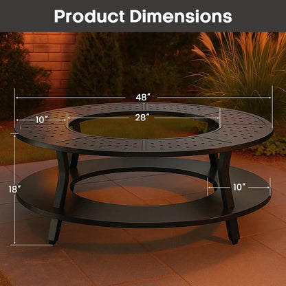 48" Fire Pit Tabletop for Solo Stove Yukon, Bonfire & Tiki, Portable Protective Barrier Equal Width Design with Firewood
