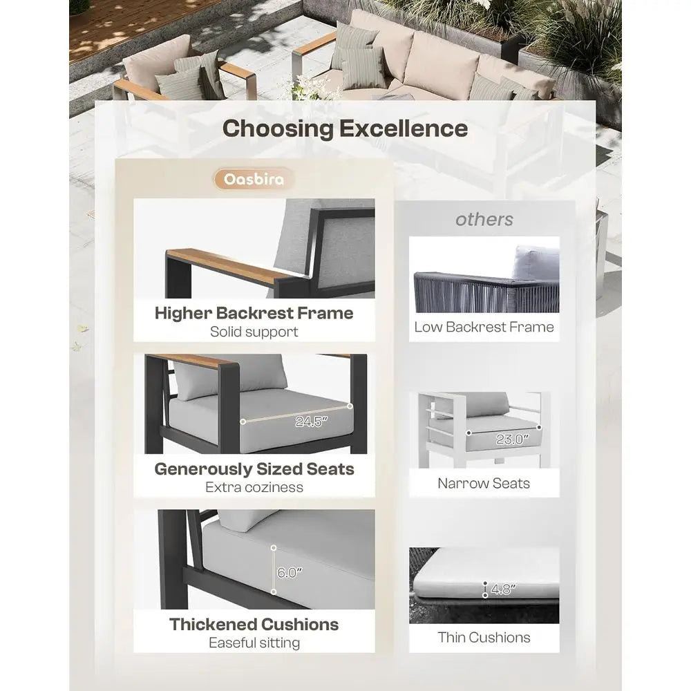 Gray 4-Piece Outdoor Patio Furniture Set with Cushions, Ideal for Balcony, Deck & Poolside