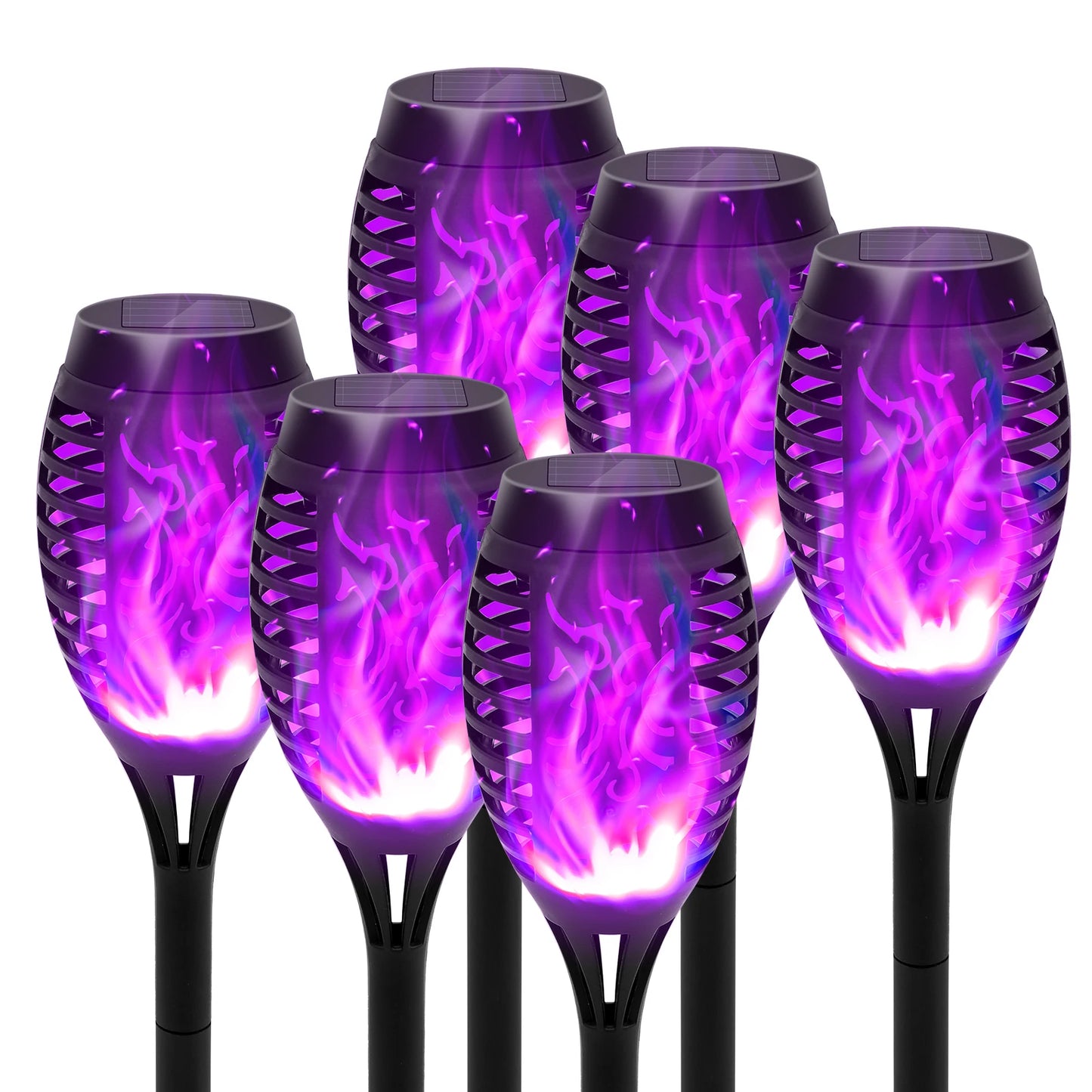 Green Solar Flame Light Outdoor with Flickering Flame, Waterproof, Lawn Ground Inserted Landscape for Garden, Decorations, Yard and Patio