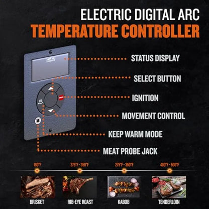Portable Wood Pellet Grill & Smoker with Digital Controller & Cast-Iron Grate