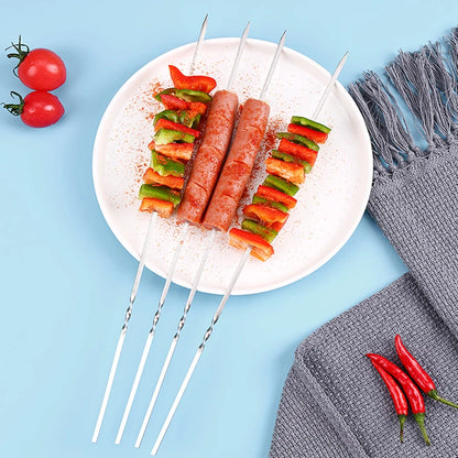 10/15-Piece Stainless Steel BBQ Skewers – Reusable Barbecue Kebab Skewers for Outdoor Camping & Picnics
