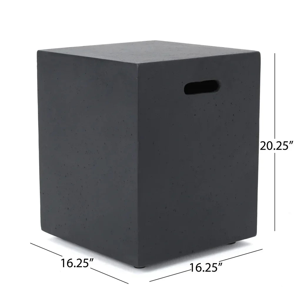 M138 Round Outdoor Concrete Propane Fire Pit-Modern Light Grey for Patio- Garden and Backyard. No Assembly Needed for Camping