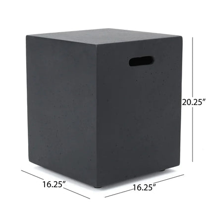 M138 Round Outdoor Concrete Propane Fire Pit-Modern Light Grey for Patio- Garden and Backyard. No Assembly Needed for Camping