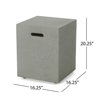 M138 Round Outdoor Concrete Propane Fire Pit-Modern Light Grey for Patio- Garden and Backyard. No Assembly Needed for Camping
