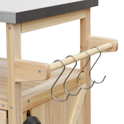 Portable Bar Tables- Outdoor Grill Prep Table with Storage- Tabletop Spice Rack- Internal Storage Racks- 4 Locking Mobile Wheels