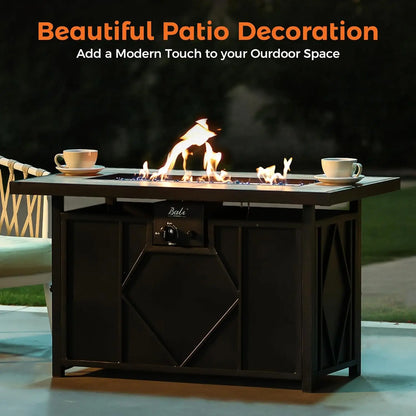 42 Inch Propane Fire Pit Table Outdoor Patio Heater with Ceramic Top & Steel Frame