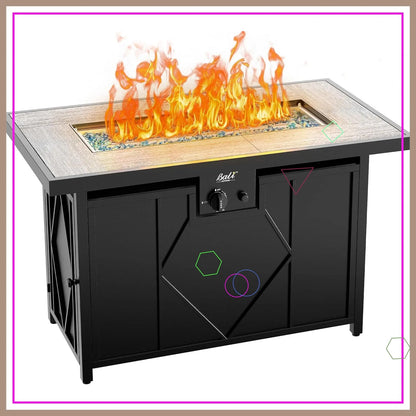 42 Inch Propane Fire Pit Table Outdoor Patio Heater with Ceramic Top & Steel Frame