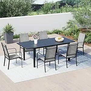 All-Weather Rattan Patio Dining Set with 60" Wood Tabletop, Cushions & Umbrella Hole (5/7/9-Piece)