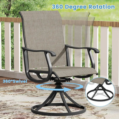 5-Piece Outdoor Dining Set with Textilene Swivel Chairs & 40.6" Round Metal Table