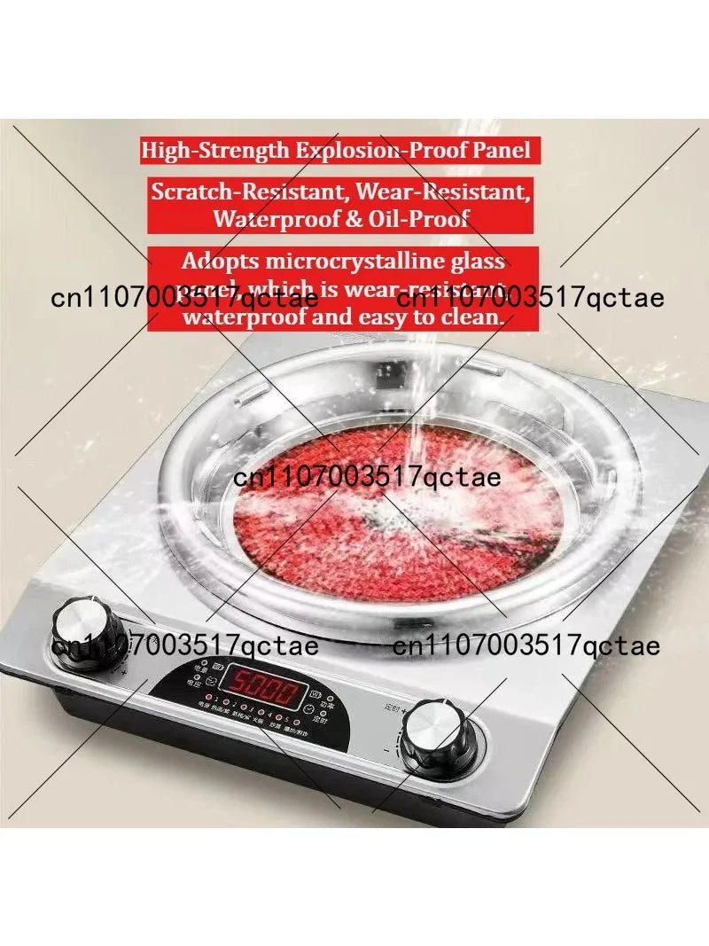 High Power Concave Induction Cooktop Ceramic Multifunctional Hot Pot BBQ Stir Fry Burner Compatible with All Pots