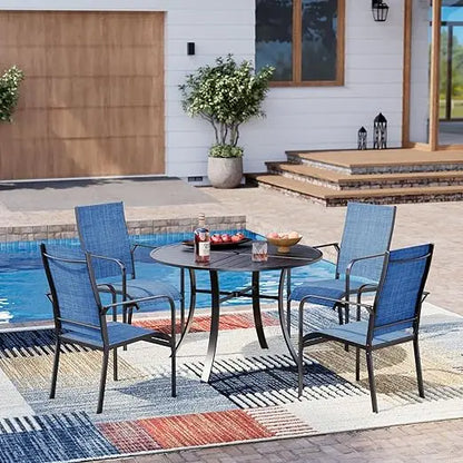 All-Weather Rattan Patio Dining Set with 60" Wood Tabletop, Cushions & Umbrella Hole (5/7/9-Piece)