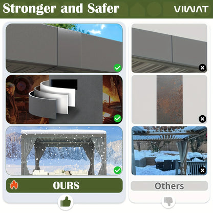 VIWAT Louvered Aluminum Pergola with Waterproof Roof, All-Weather Rust-Resistant Design (10' x 12' / 12' x 20')